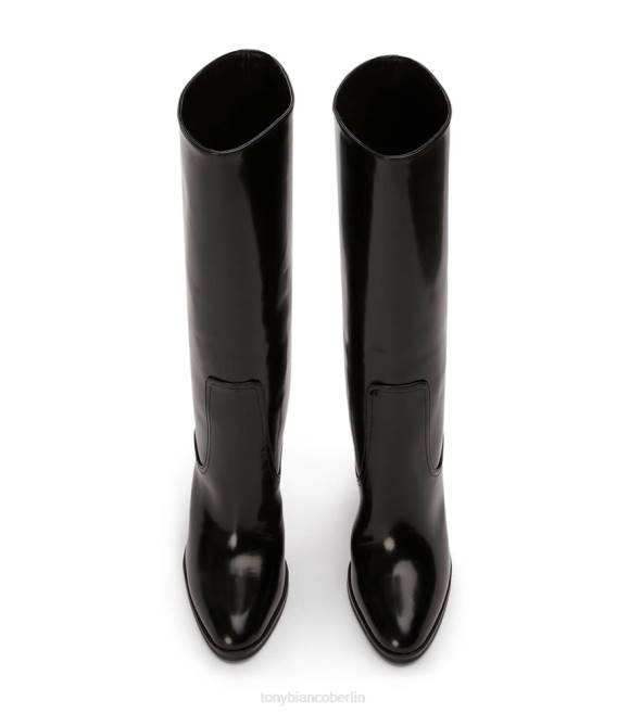kniehohe Stiefel| de Tony Bianco Frauen Hadley-Kalbsstiefel Schwarz hochglänzend 4624394